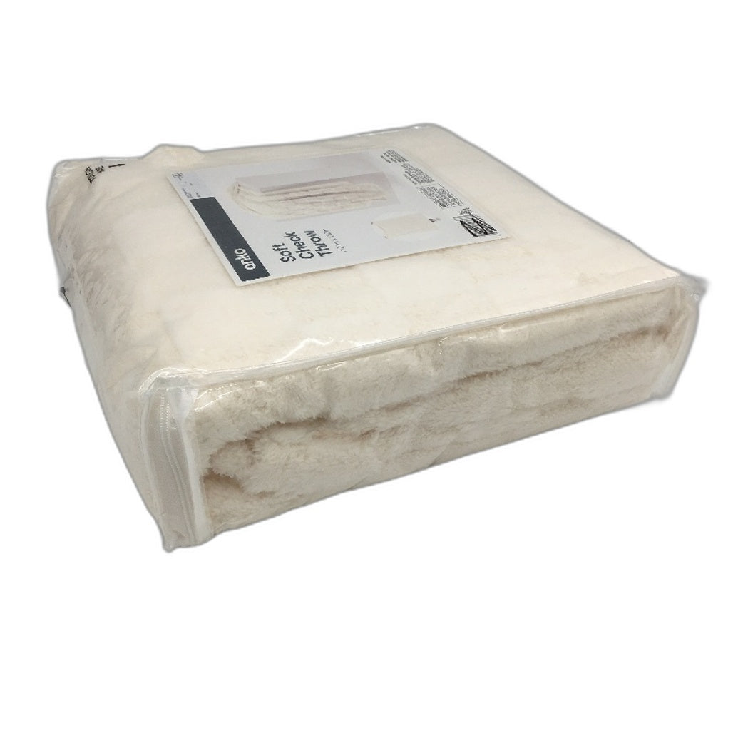 Set of 2 Home Decor Soft Off White Check Textured Throw Blanket 1.27x1.52m NEW