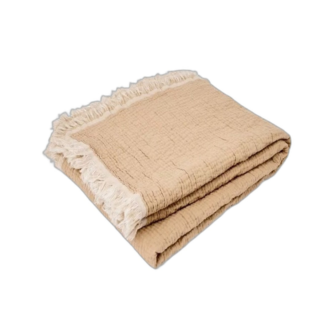 Set of 2 Mustard Reversible Muslin Lightweight Throw Blankets 1.27x1.52m NEW