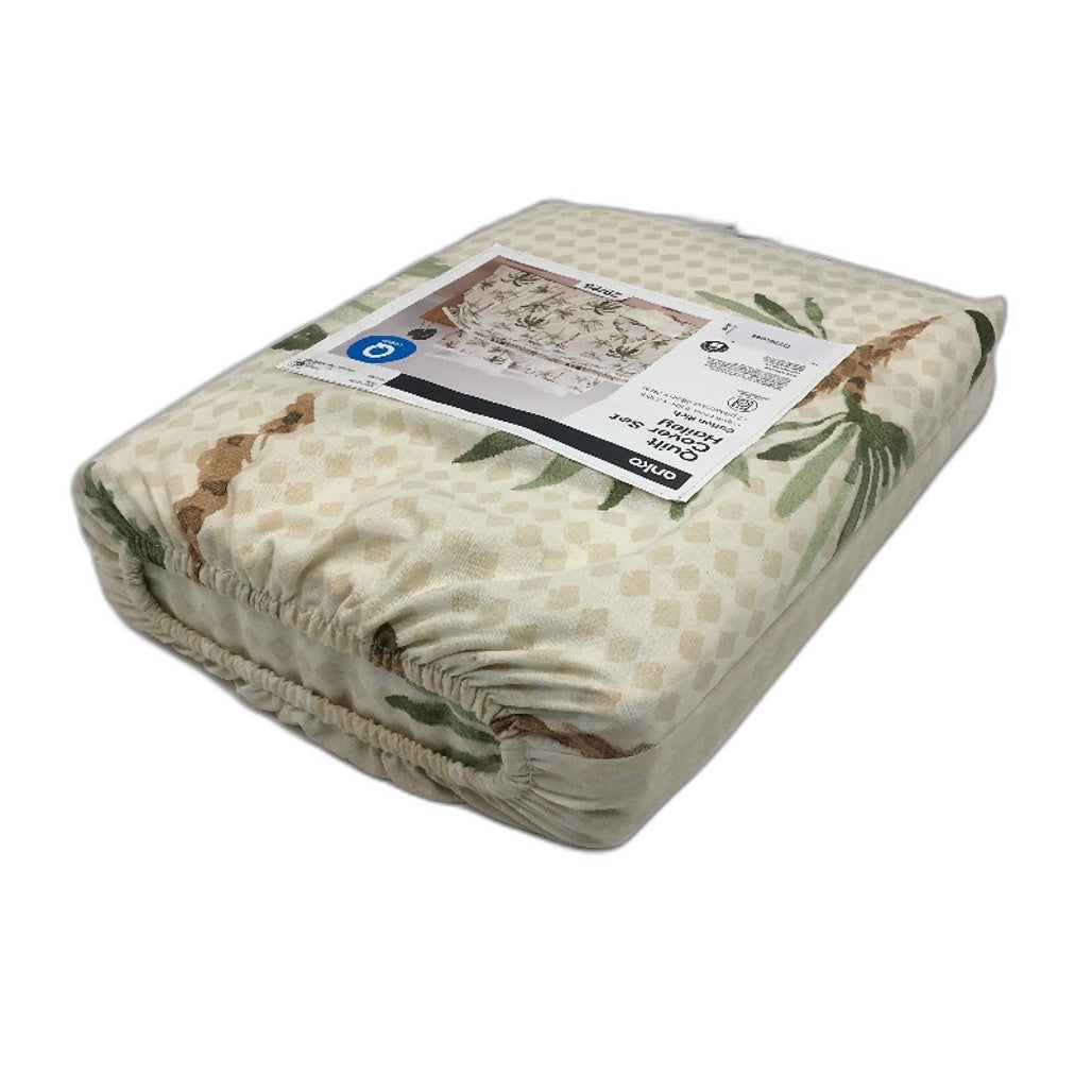 Hailey Easy Care Palm Tree Reversible Cotton Rich Quilt Cover Set QUEEN NEW