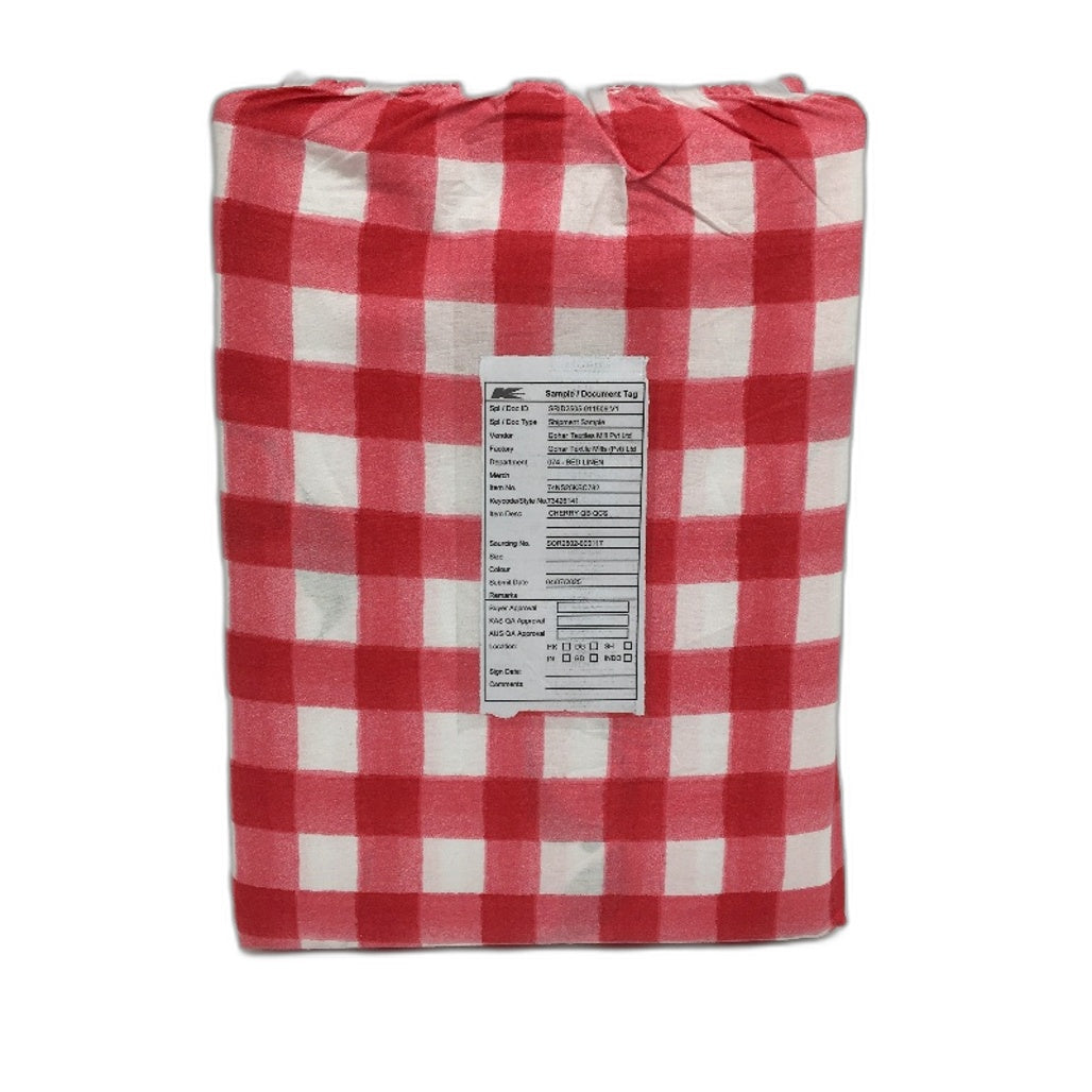 Easy Care Cherry & Striped Pink Reversible Cotton Rich Quilt Cover Set QUEEN NEW