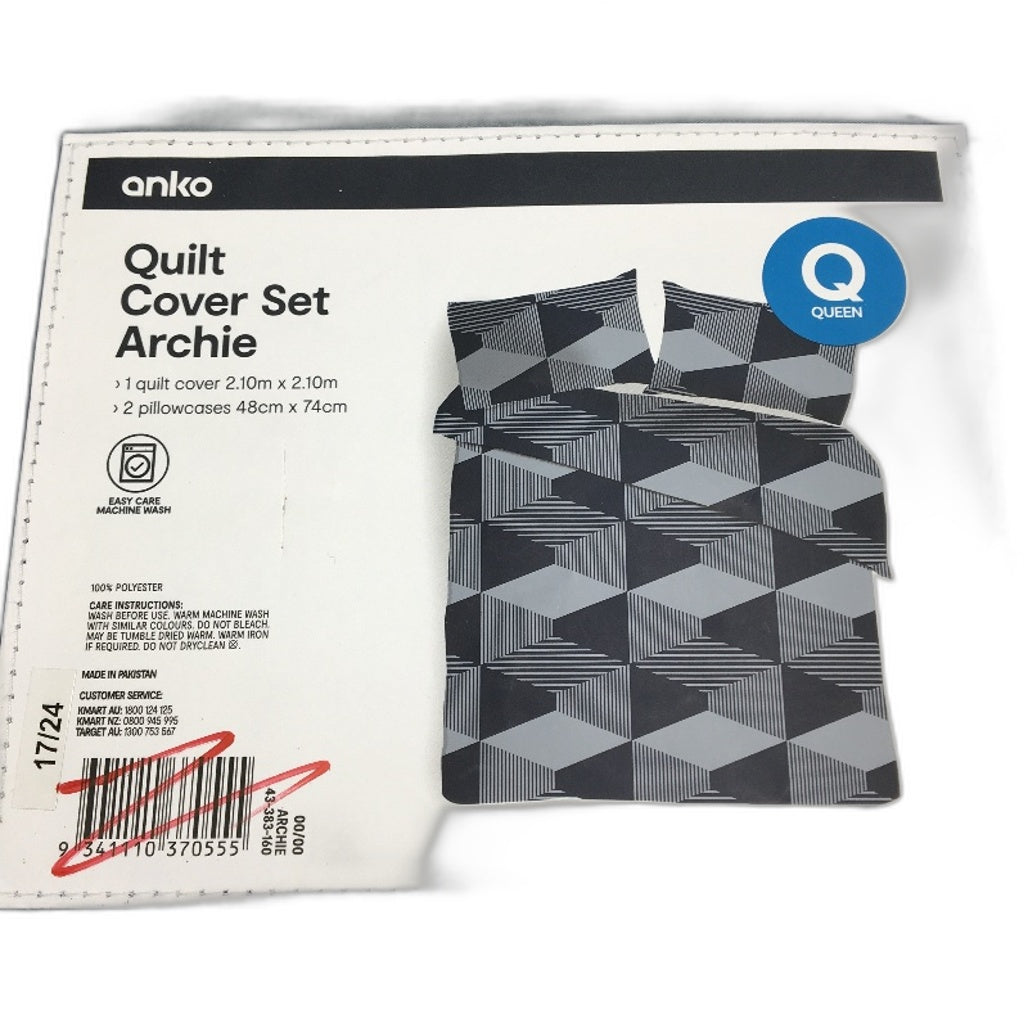 3 Pack Blue Teal Patterned Easy Care Soft Touch Quilt Cover Sets QUEEN NEW