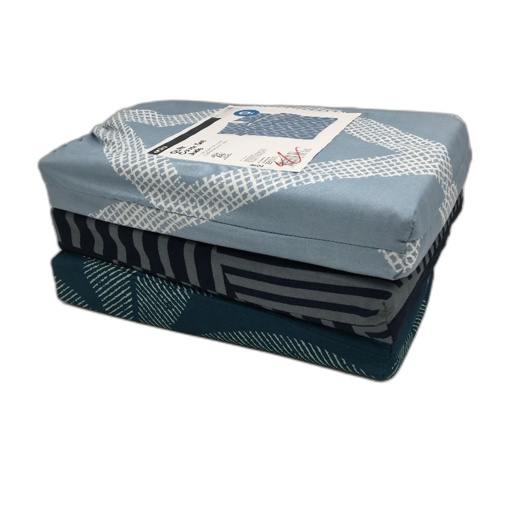 3 Pack Blue Teal Patterned Easy Care Soft Touch Quilt Cover Sets QUEEN NEW