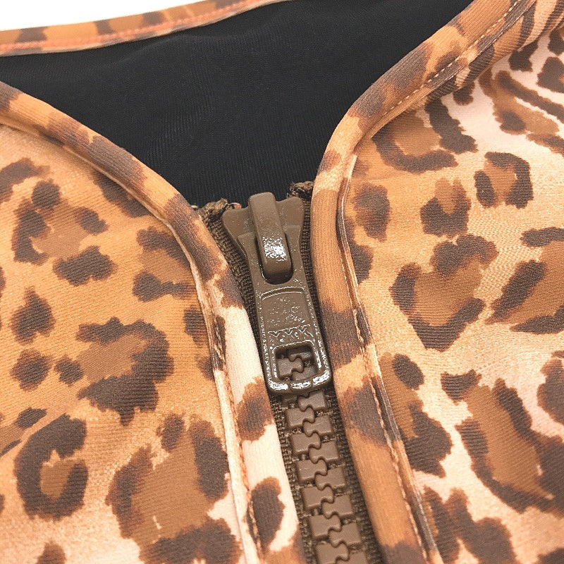 Myer Orange Leopard Print Padded One Piece Front Zip Swimsuit Ladies Size 10