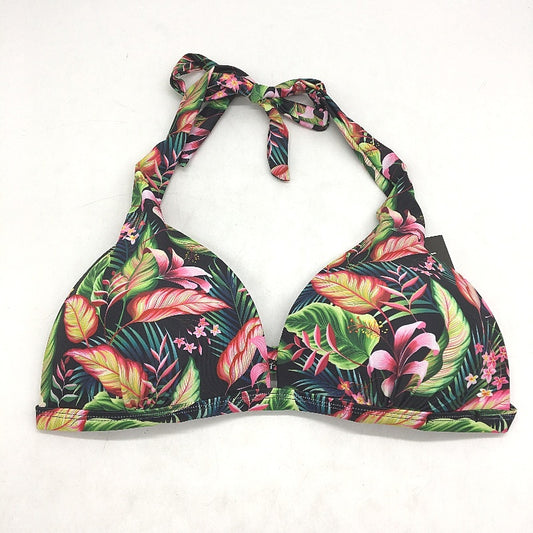 Boohoo Multicoloured Floral Patterned Triangle Halter Bikini Top Ladies Sz UK 14