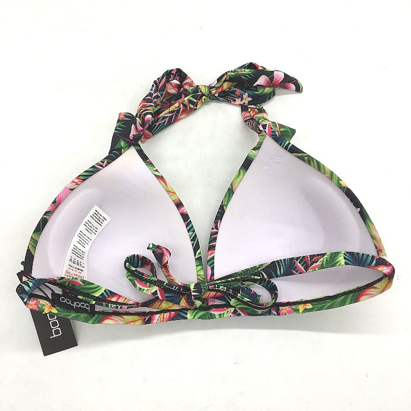 Boohoo Multicoloured Floral Patterned Triangle Halter Bikini Top Ladies Sz UK 14