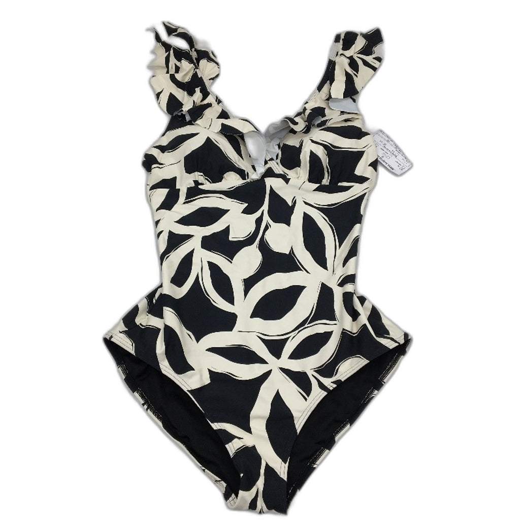 Myer Black & White Patterned Ruffle Padded Swimsuit One-Piece Ladies Size 10