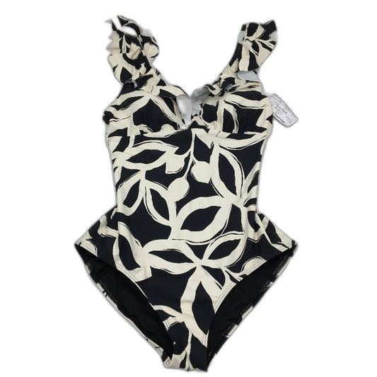 Myer Black & White Patterned Ruffle Padded Swimsuit One-Piece Ladies Size 10
