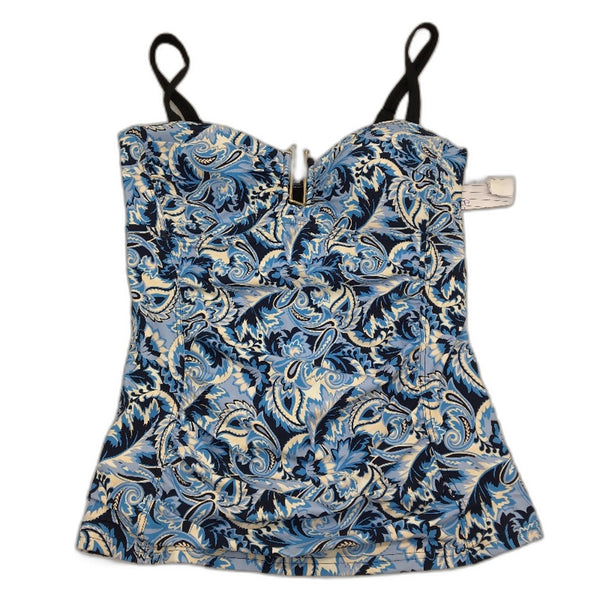 Myer Blue Floral Patterned Padded Bather Swim Top Ladies Size 10