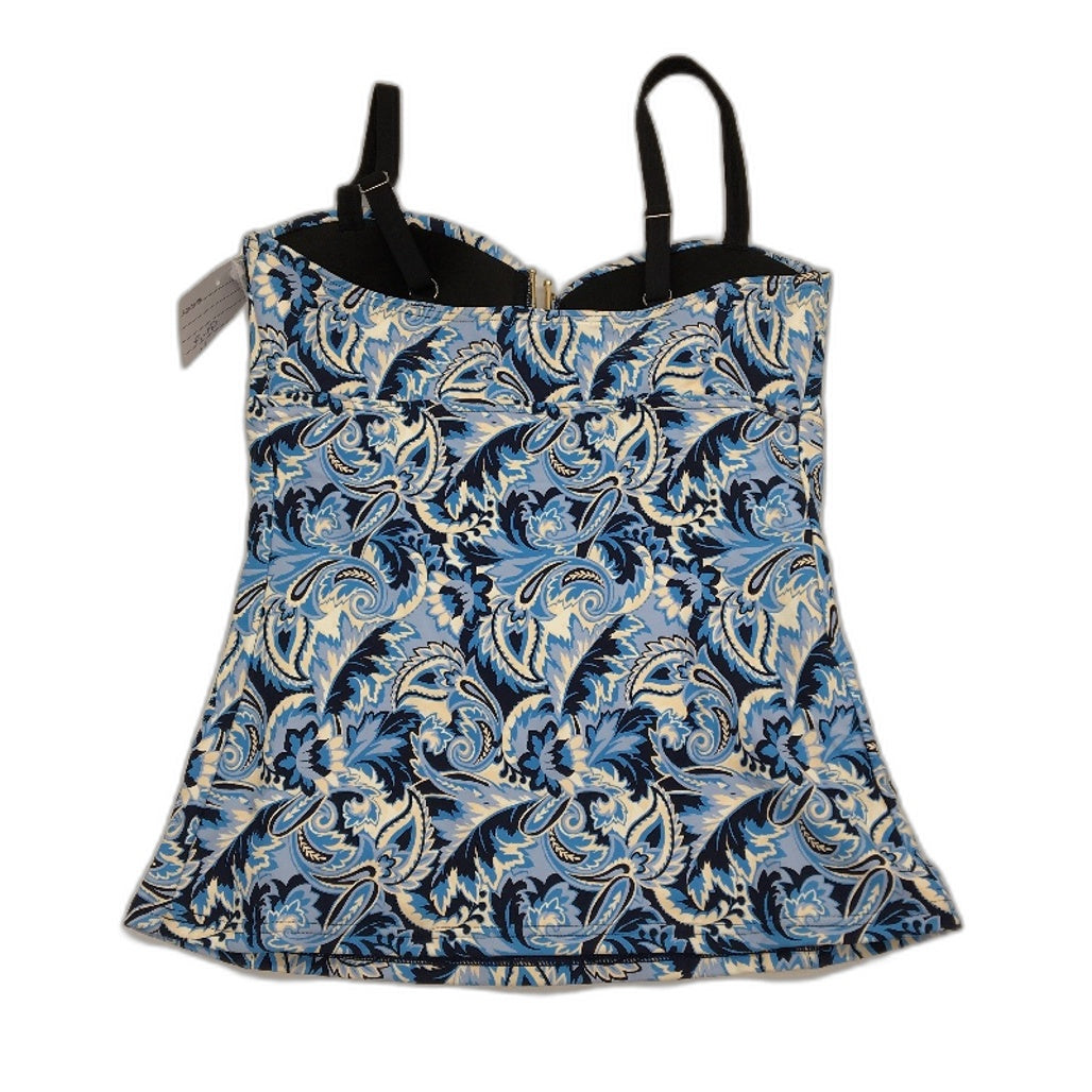 Myer Blue Floral Patterned Padded Bather Swim Top Ladies Size 10