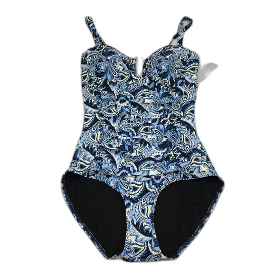 Myer Blue Floral Patterned Padded Swimsuit One-Piece Ladies Size 10