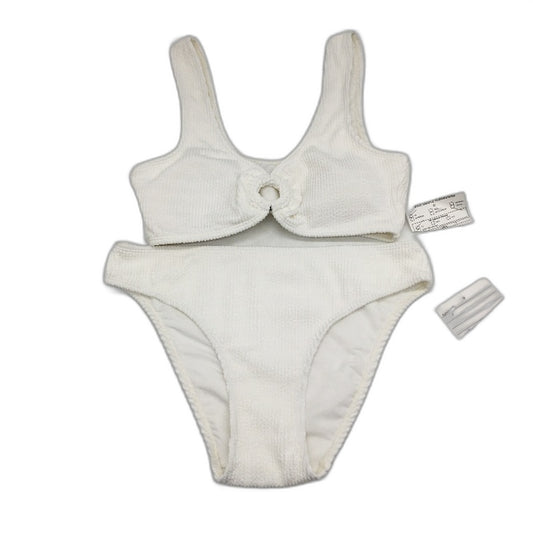 Myer White Textured 2-Piece Padded Swim Set Bikini Top & Bottom Ladies Size 10