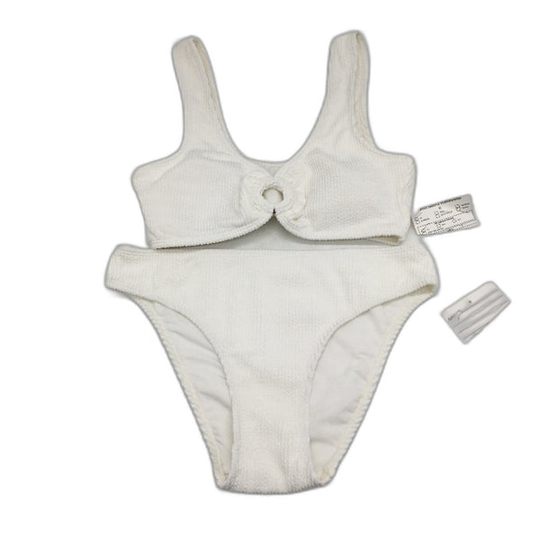 Myer White Textured 2-Piece Padded Swim Set Bikini Top & Bottom Ladies Size 10