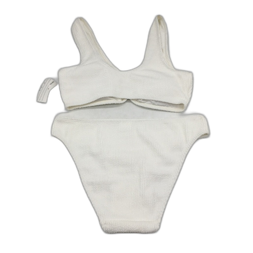 Myer White Textured 2-Piece Padded Swim Set Bikini Top & Bottom Ladies Size 10