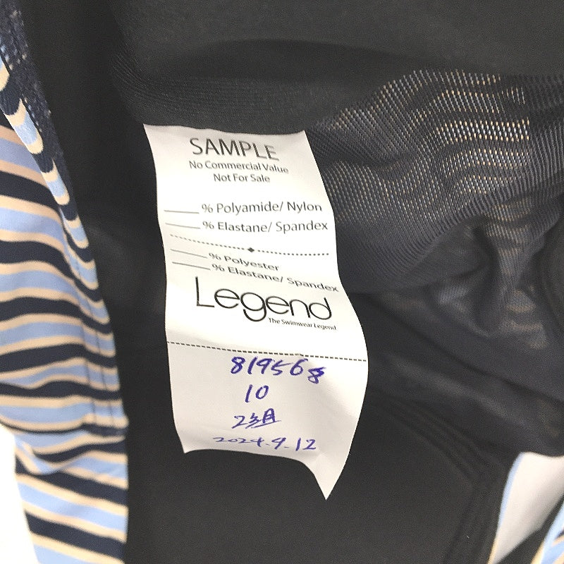 Myer Blue & Navy Stripe Patterned Padded Bather Swim Halter Top Ladies Size 10