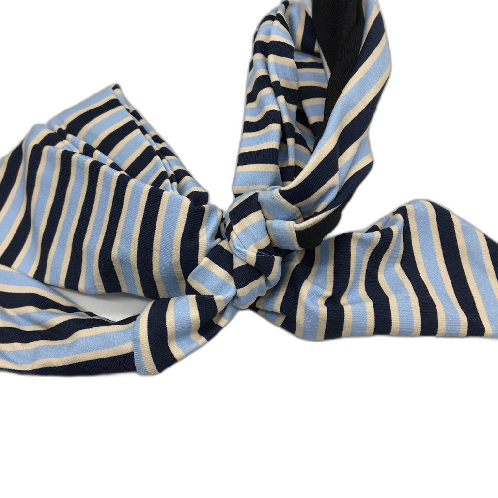 Myer Blue & Navy Stripe Patterned Padded Bather Swim Halter Top Ladies Size 10