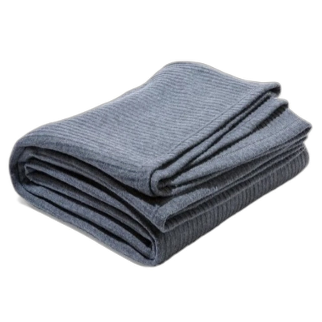Ribbed Polar Fleece Dark Grey Soft Throw Blanket 2.20m x 2.40m
