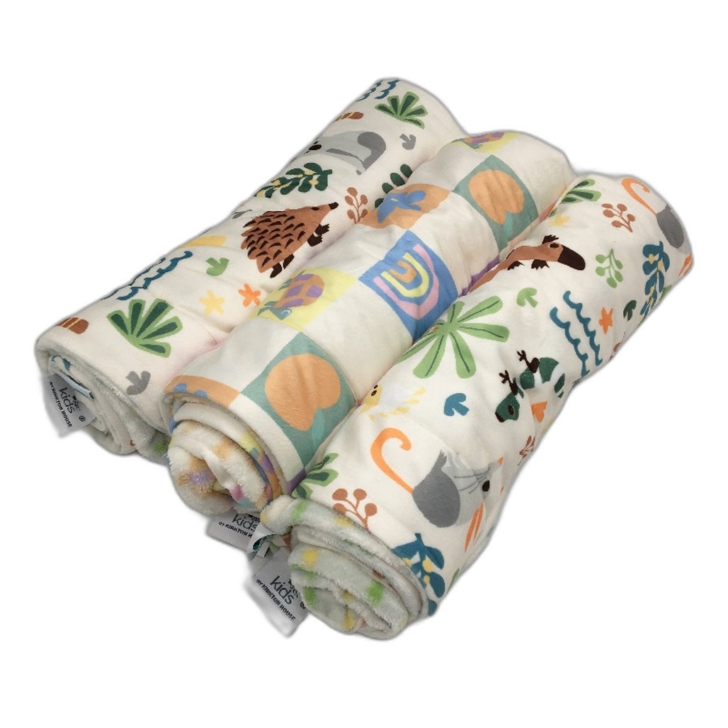 Kirkton House Kids 3 Pack Baby Blankets Animal Themed 78cm x 102cm