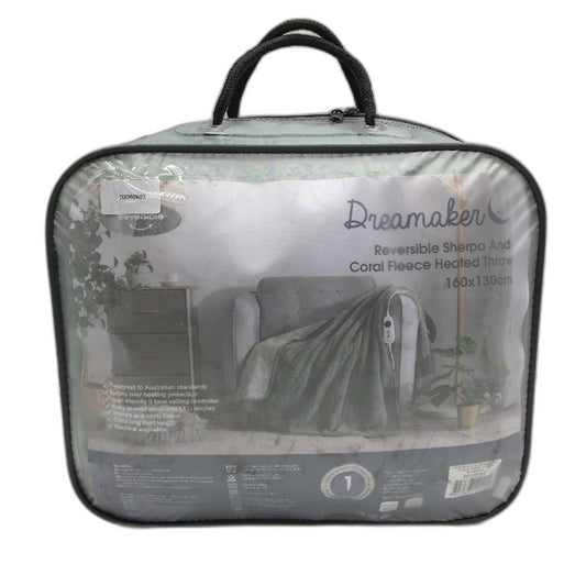 Dreamaker Double Sided Coral Fleece Heated Throw Blanket Light Green 160x130cm