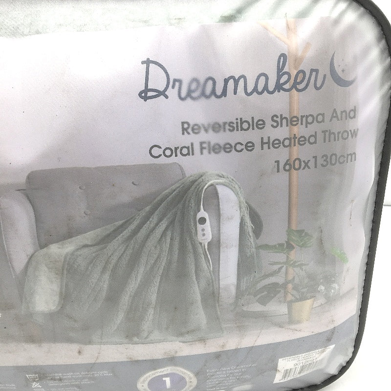 Dreamaker Double Sided Coral Fleece Heated Throw Blanket Light Green 160x130cm