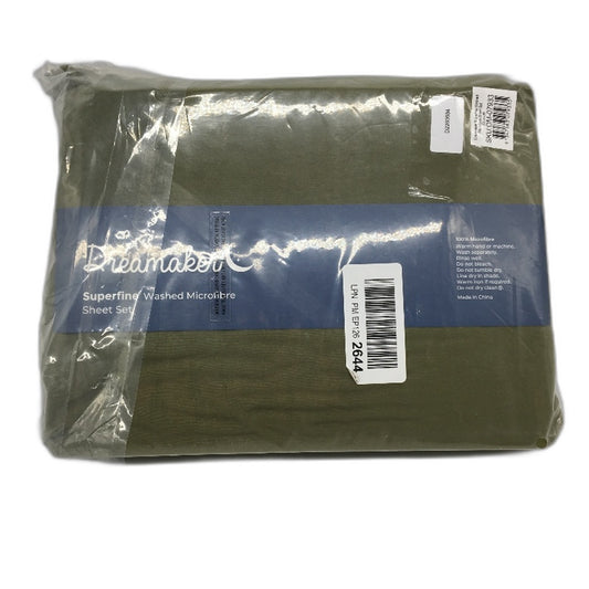 Dreamaker Olive Green Sheet Set Microfiber Flat & Fitted Sheets QUEEN