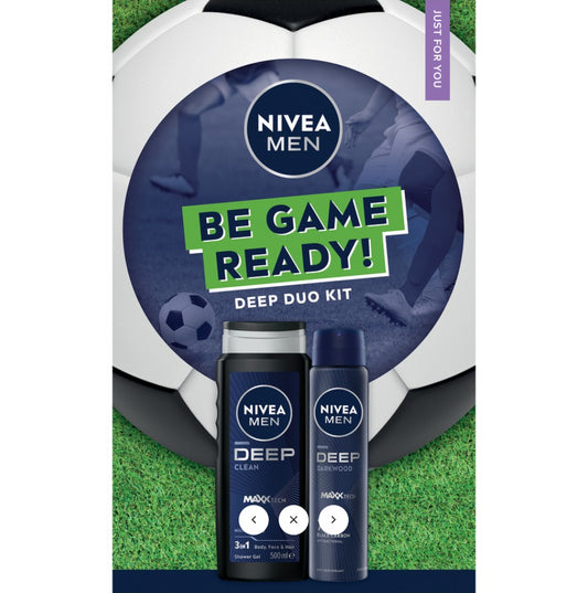 Nivea 2 Pcs Men 'Be Game Ready' Aerosol Deodorant & Shower Gel Deep Duo Kit