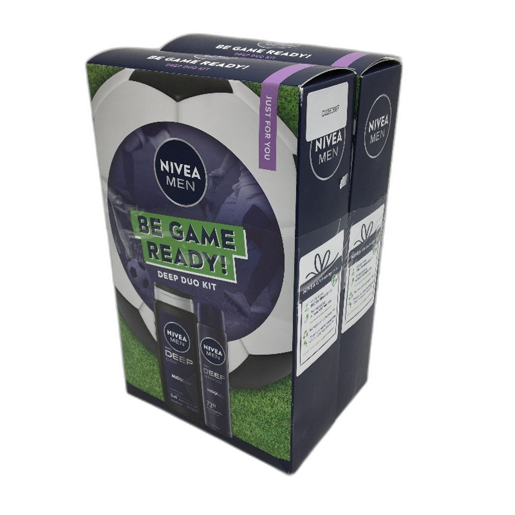 Nivea 2 Pcs Men 'Be Game Ready' Aerosol Deodorant & Shower Gel Deep Duo Kit