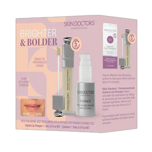 Skin Doctors 2 Pack Brighter & Bolder Gift Set Lip Plumper & Eye Tuck Cosmetics