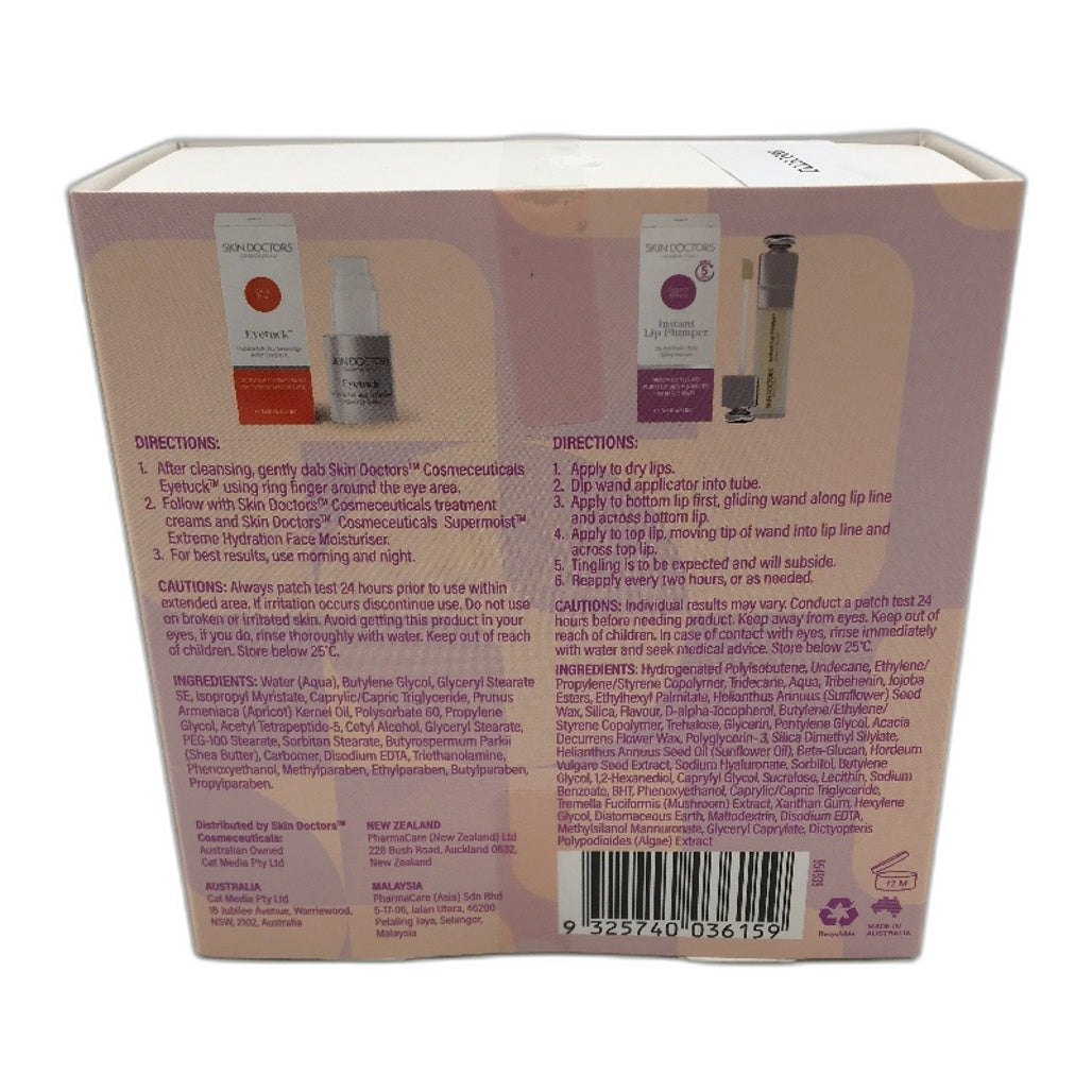 Skin Doctors 2 Pack Brighter & Bolder Gift Set Lip Plumper & Eye Tuck Cosmetics