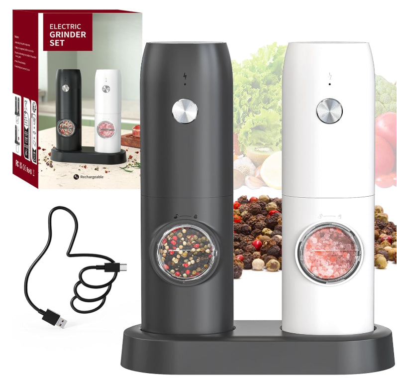 Circle Joy Electric Salt & Pepper Grinder Set Rechargeable Pepper Mills