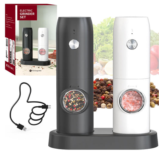 Circle Joy Electric Salt & Pepper Grinder Set Rechargeable Pepper Mills