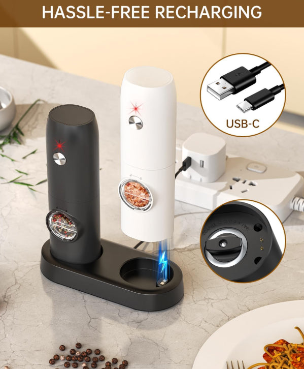 Circle Joy Electric Salt & Pepper Grinder Set Rechargeable Pepper Mills