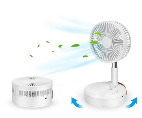 Foldable Oscillating Standing Fan White Portable Pedestal Quiet Desk Fan