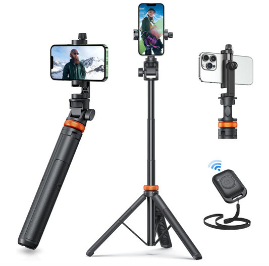 EUCOS 62" Phone Tripod For iPhone & Selfie Stick WIth Remote Extendable Stand