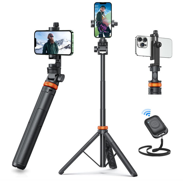 EUCOS 62" Phone Tripod For iPhone & Selfie Stick WIth Remote Extendable Stand