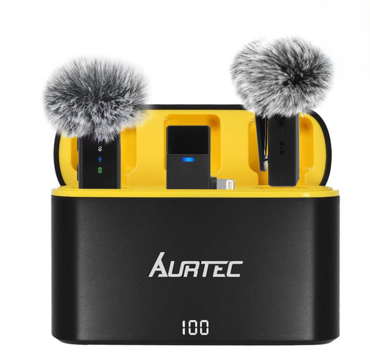 Aurtec Wireless Lavalier Lapel Microphone Lightning Port Connection Recording
