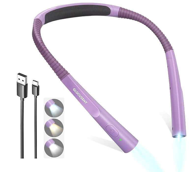 Glocusent LED Neck Reading Wearable Book Light With Timer 3 Brightness Levels
