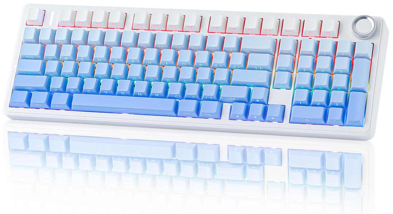 EPOMAKER X Aula Wireless Gaming Mechanical Keyboard White & Blue RGB Lights