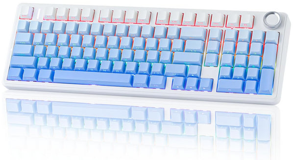 EPOMAKER X Aula Wireless Gaming Mechanical Keyboard White & Blue RGB Lights