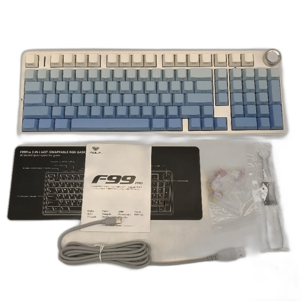 EPOMAKER X Aula Wireless Gaming Mechanical Keyboard White & Blue RGB Lights
