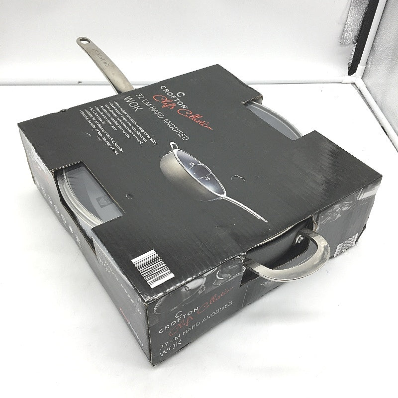 Crofton Chefs Collection 32CM Hard Anodised Non Stick Wok Frying Pan W Lid NEW