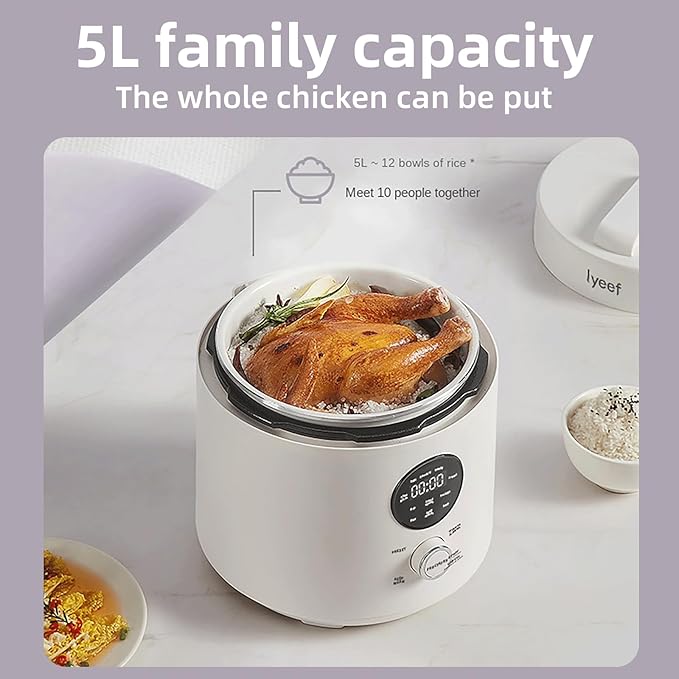 Lyeef Electric Pressure Cooker 5L Rice Cooker Knob Control Non Stick Pot NEW