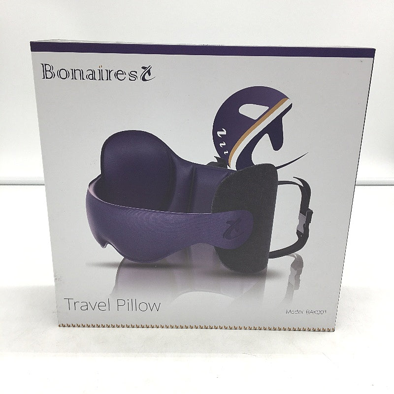 Bonairest Flight Travel Pillow 360 Support Headrest & 3D Eye Mask Purple NEW