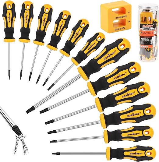 HORUSDY 13PCS Magnetic Torx Screwdriver Set T5-T40 With Demagnetizer Tool NEW