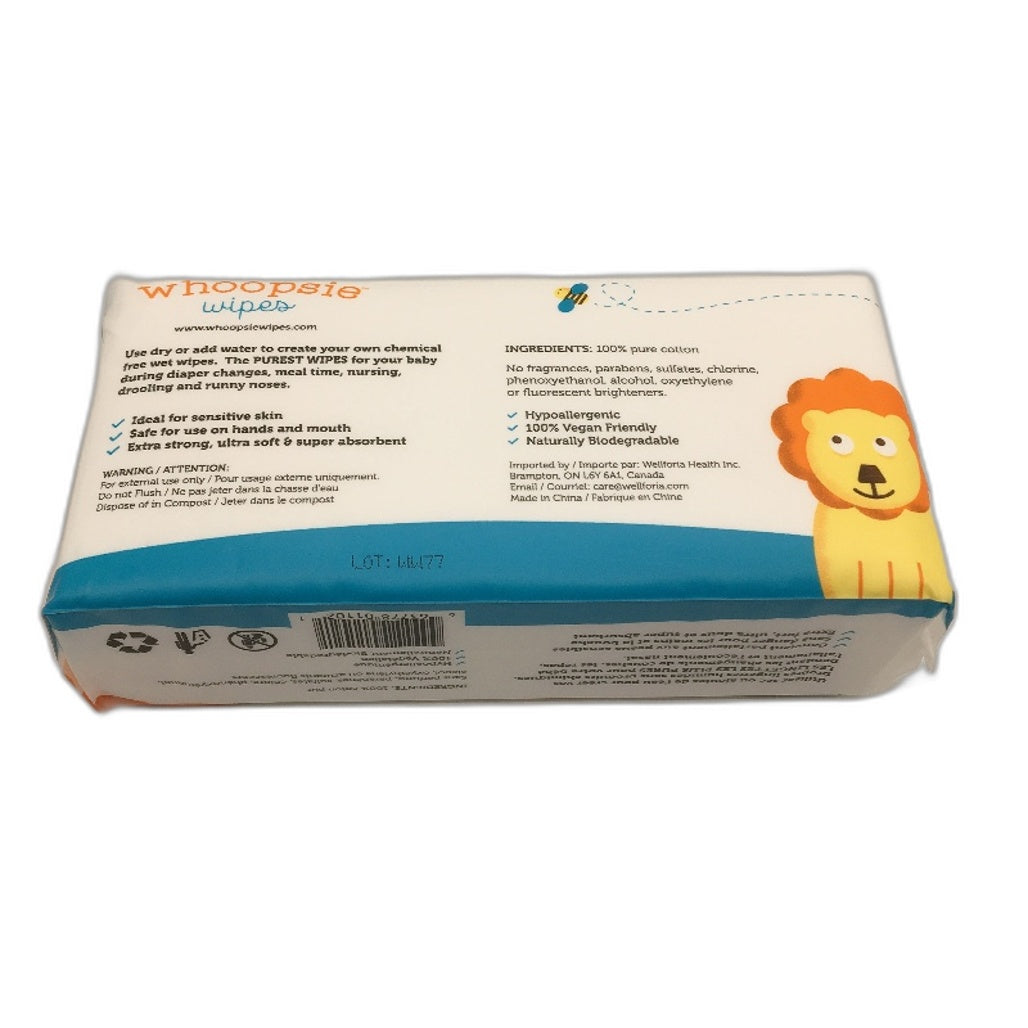Whoopsie 5 Pack 100% Pure Cotton Dry Baby Wipes Soft Sensitive Extra Strong NEW