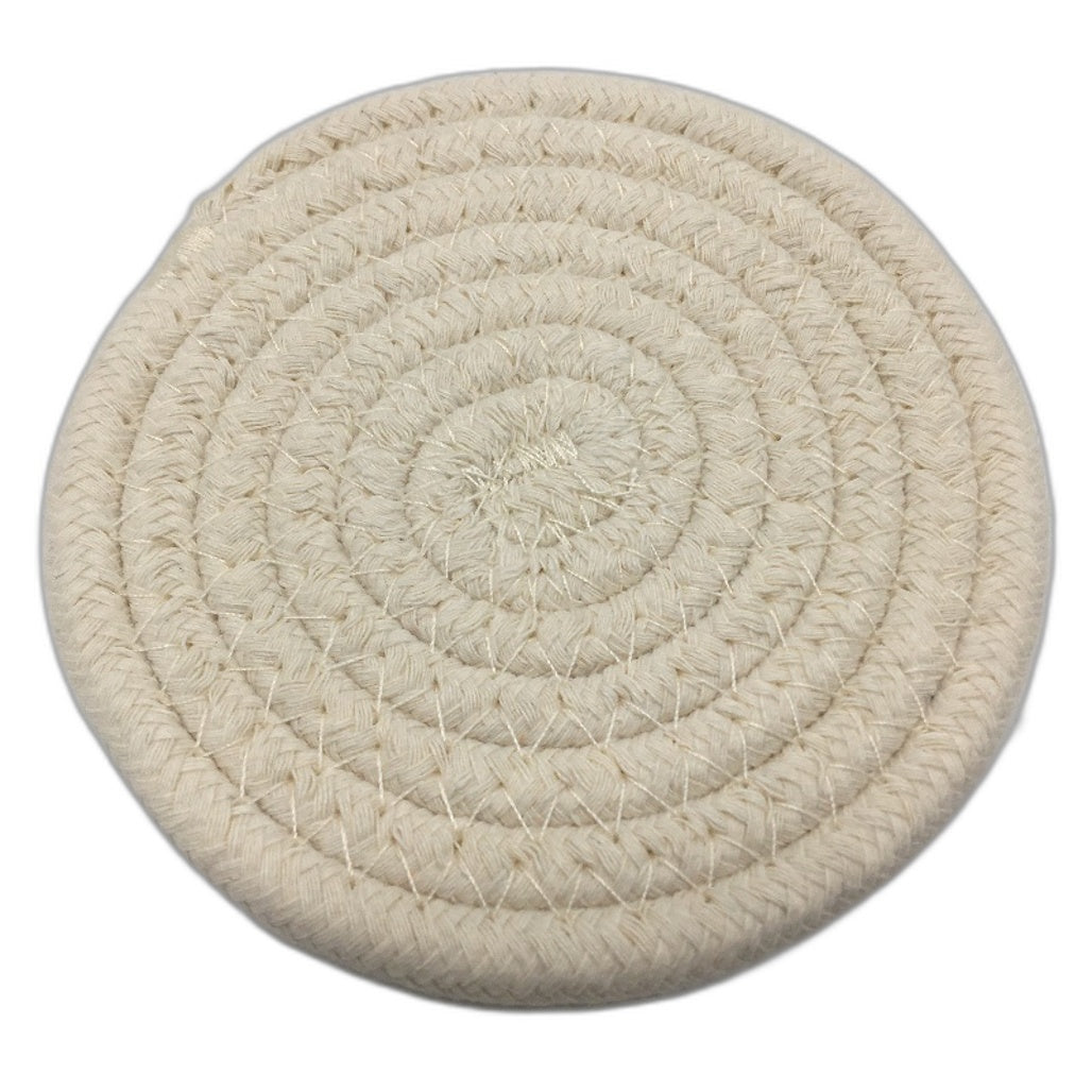 White 11CM Absorbent Woven Round Drink Coasters 6 Pack Tabletop Protection NEW