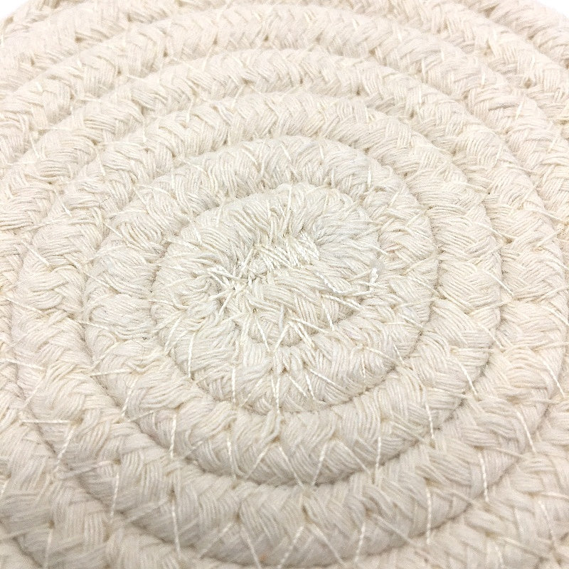 White 11CM Absorbent Woven Round Drink Coasters 6 Pack Tabletop Protection NEW