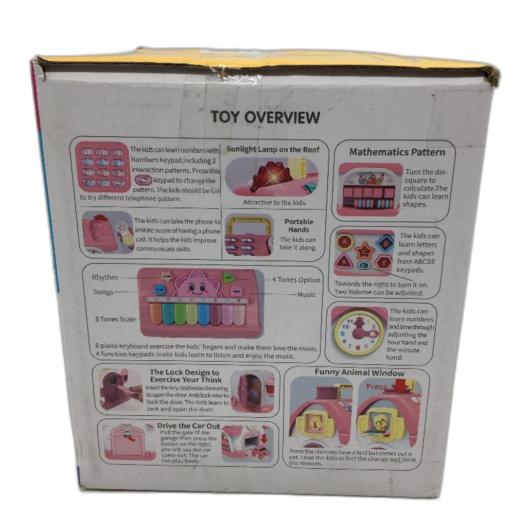 Montessori Toddler Toy 6 In 1 Multifunctional House Music Light Clock Age 1Y+