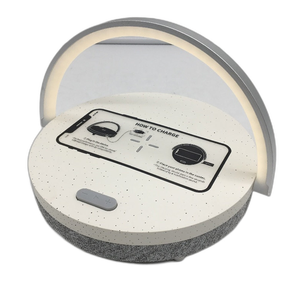 EZVALO Wireless Charger Bluetooth Speaker Lamp Dimmable LED Night Light Gift NEW