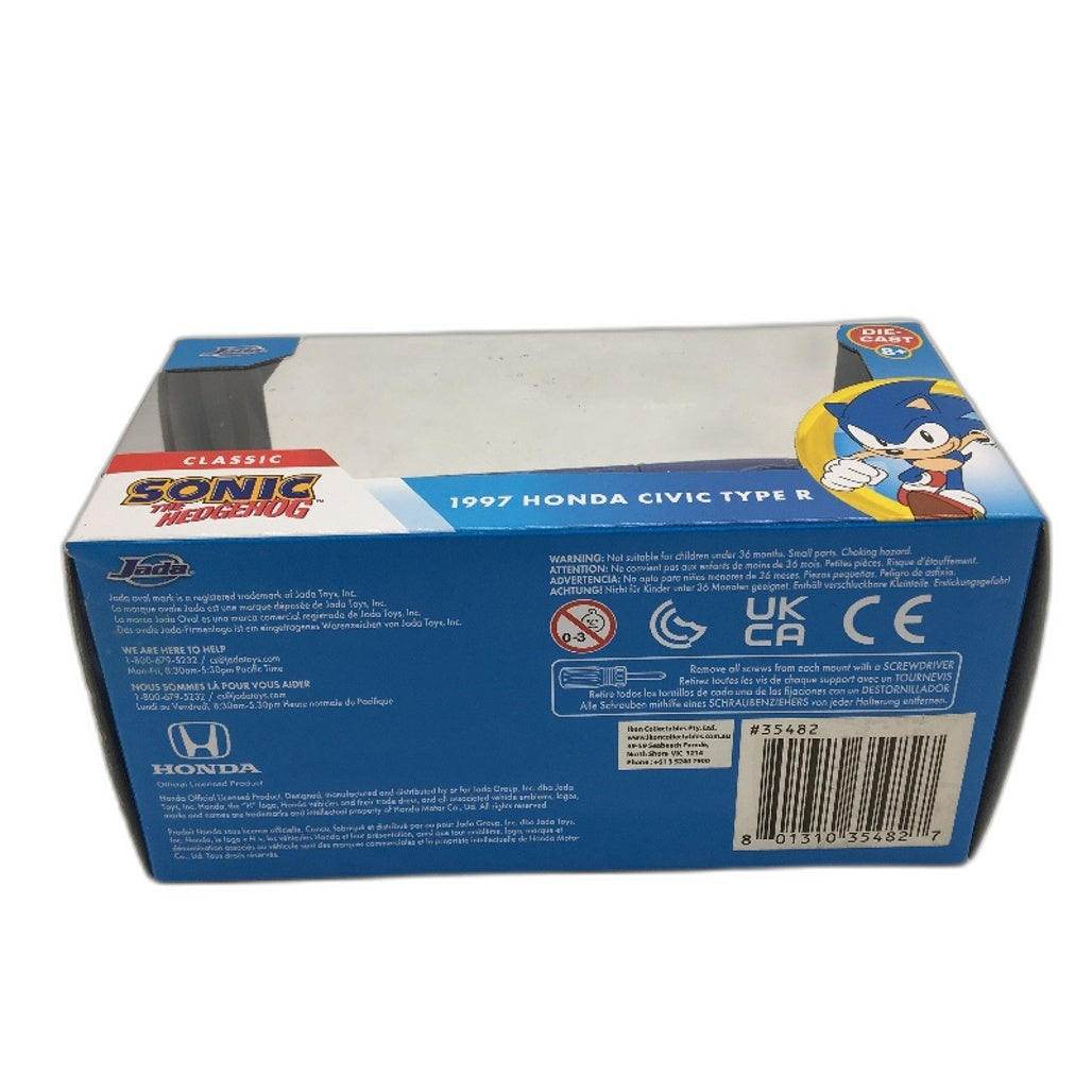 Jada Sonic The Hedgehog 1997 Honda Civic Type R 1:32 Scale Diecast Vehicle NEW