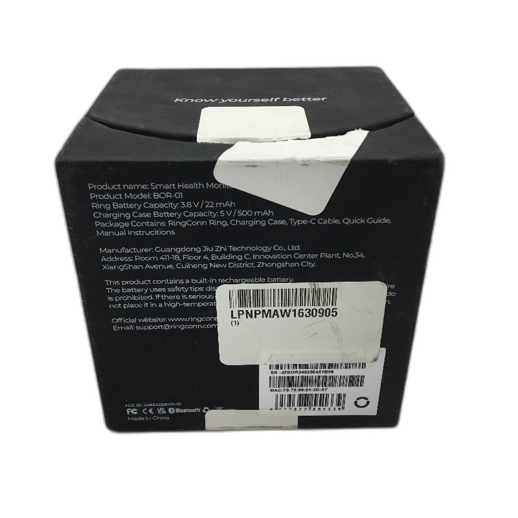 RingConn Gen 1 Smart Health Monitor Fitness Sleep Tracker Ring Black Size 8 NEW